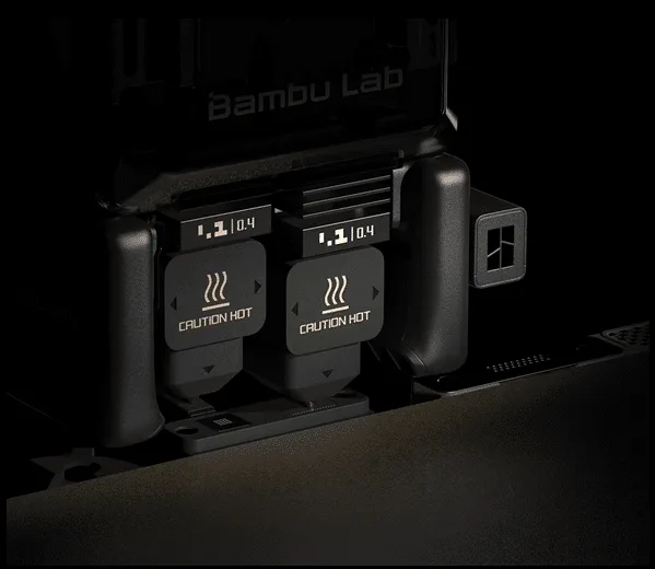 Двете дюзи на Bambu Lab H2D